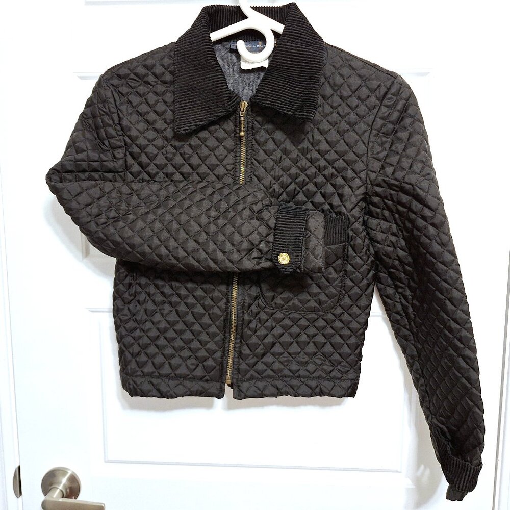 Vintage Daniel Hechter Quilted Black Jacket Made in Canada Size Small